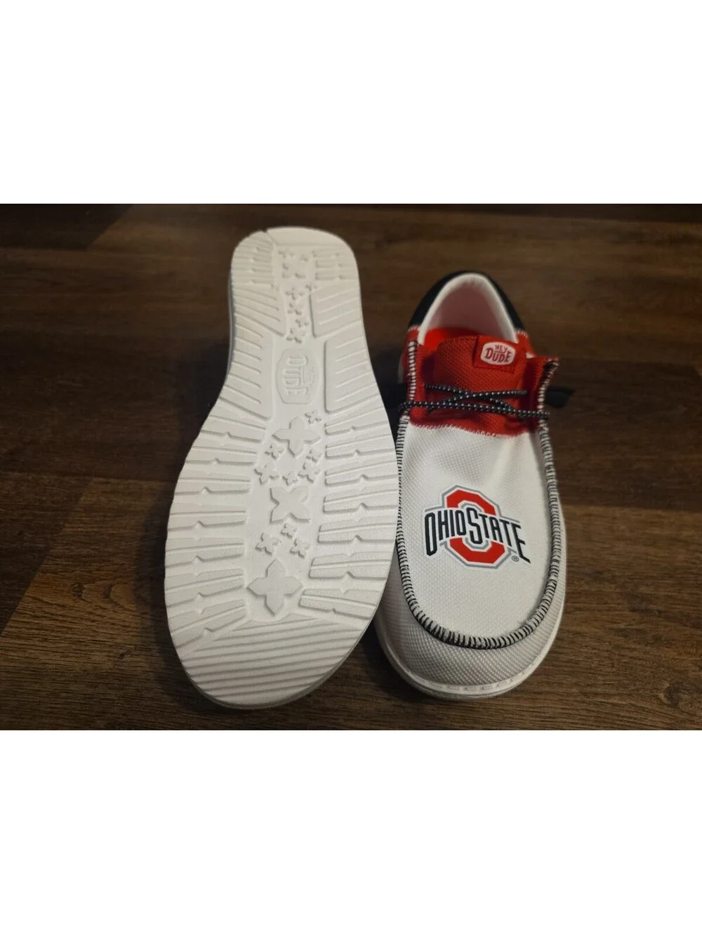 Hey Dude Wally Tri Ohio State Slip On Mens 10 White Red Black Buckeyes Football